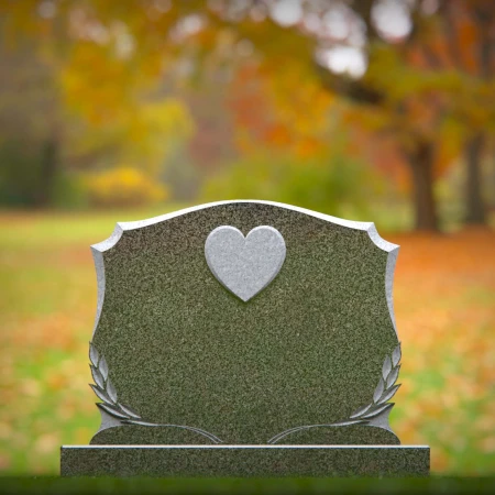 1503 - Granite Headstone with Heart and Laurel Design - 1