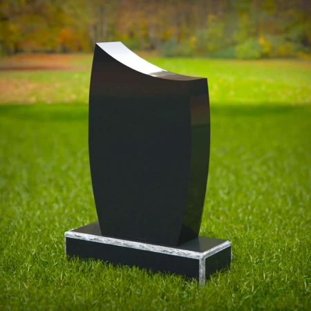 1587 - Sleek Curved Black Granite Headstone – Modern & Elegant Memorial - 5