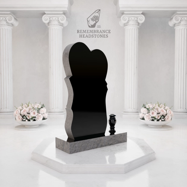 Premium Heart Shape Memorial with Flowing Ribbon & Lily Motif