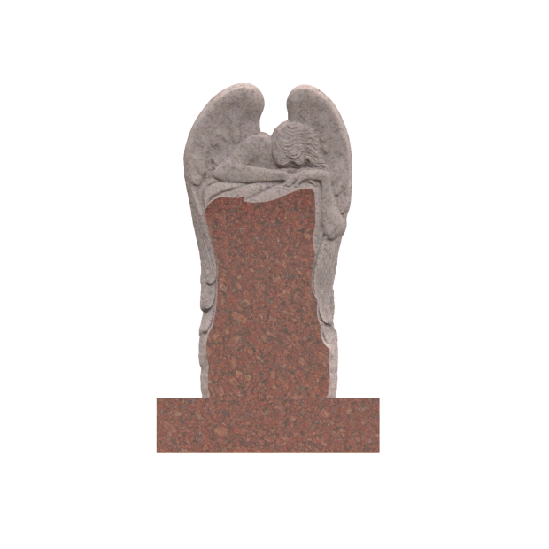1205116 - Ángel Descansando en Memorial de Granito – Fe y Amor Eterno