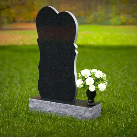 1361 - Modern Heart-Shaped Granite Headstone with Elegant Layered Design - 50