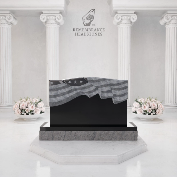 Luxury Military Granite Headstone with Patriotic Flag Design