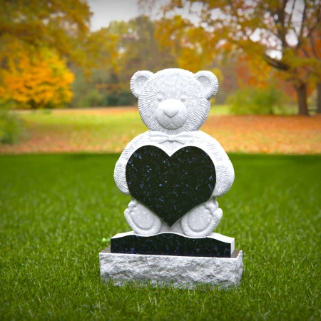 1446 - Children’s Memorial Headstone with Teddy Bear and Heart Design