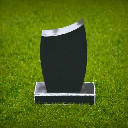 1587 - Sleek Curved Black Granite Headstone – Modern & Elegant Memorial - 2