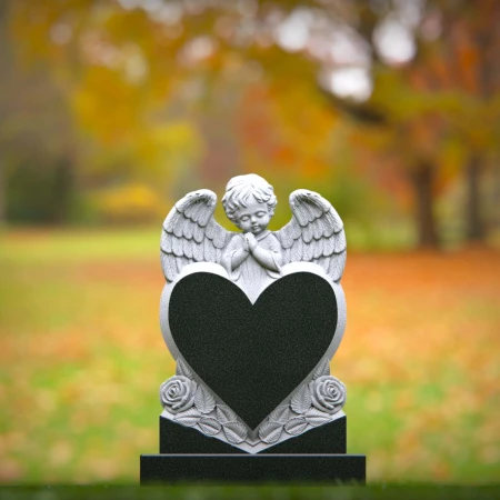 1444 - Children’s Memorial Headstone with Praying Angel and Heart Design - 6