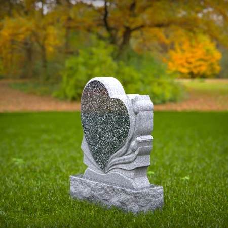 1533 - Heart-Shaped Granite Memorial Headstone - 8