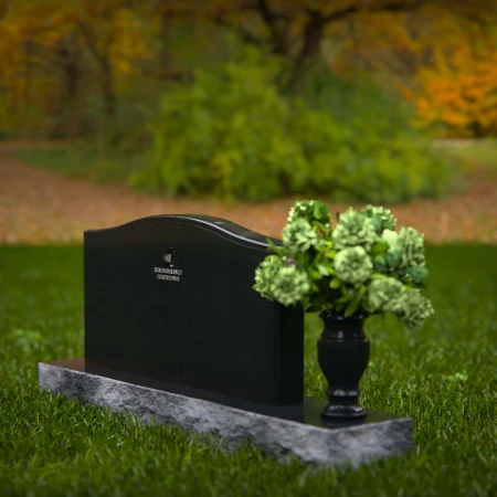 1261 - Classic Granite Headstone with Graceful Curved Top and Floral Vase – A Timeless Tribute - 16