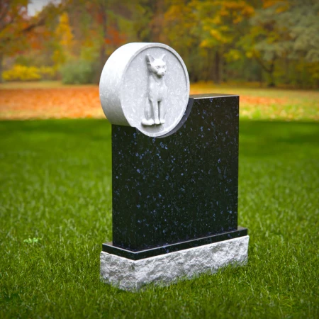 1458 - Elegant Black Granite Cat Memorial Headstone with 3D Cat Relief - 7