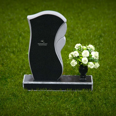 1336 - Modern Wave Design Headstone with Elegant Detailing - 46