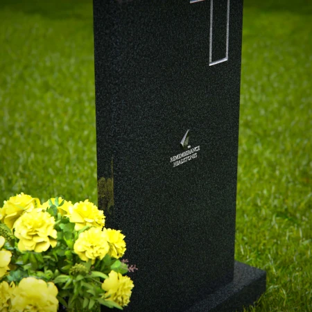 1307 - Upright Granite Headstone with Cross Design and Flower Vase - 54