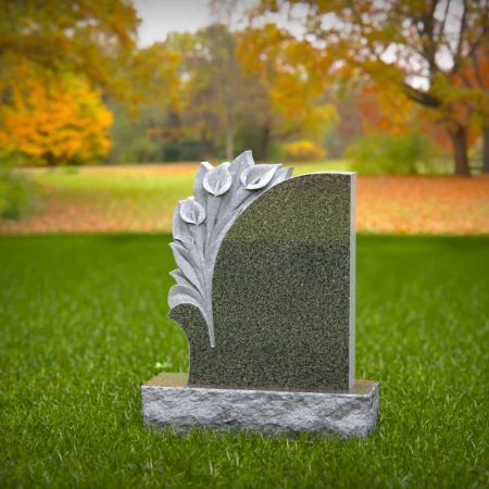 1475 - Granite Headstone with Elegant Floral Carving