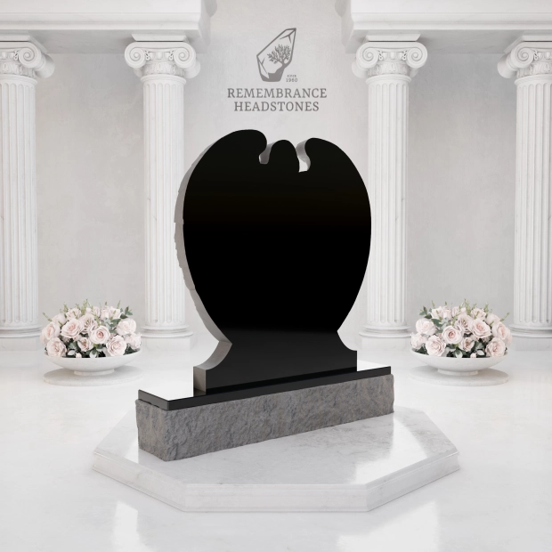 Luxury Heart-Shaped Granite Monument — Guardian Angel Companion