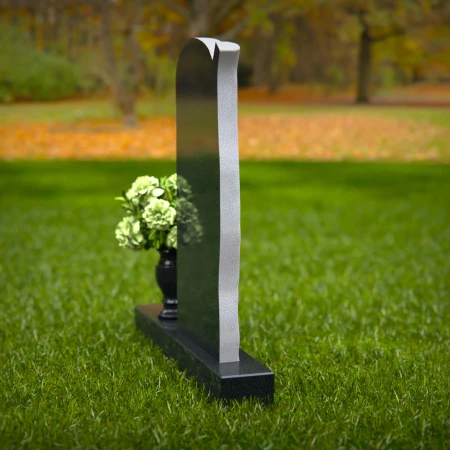 1264 - Granite Headstone with Elegant Tree Design and Floral Vase – A Symbol of Growth and Remembrance - 5