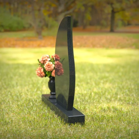 1246 - Graceful Curved Granite Headstone - Timeless Memorial Design - 49