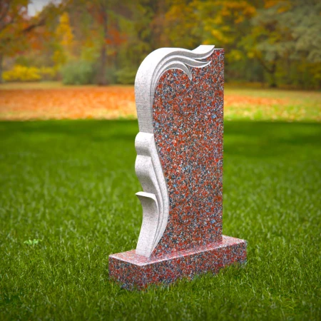 1476 - Modern Granite Headstone with Elegant Wave Design - 2