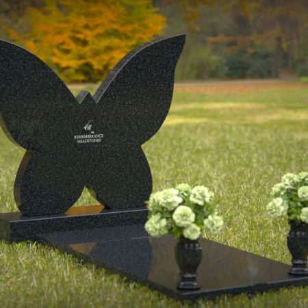 1252 - Butterfly-Shaped Granite Headstone for Children - Elegant Memorial Design