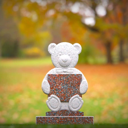 1445 - Children’s Memorial Headstone with Teddy Bear Holding Plaque - 1