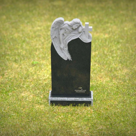 1238 - Angelic Design Granite Headstone with Cross for Memorials - 50