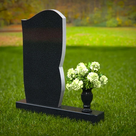 1292 - Artistic Granite Headstone with Unique Curved Design and Flower Vase - 51