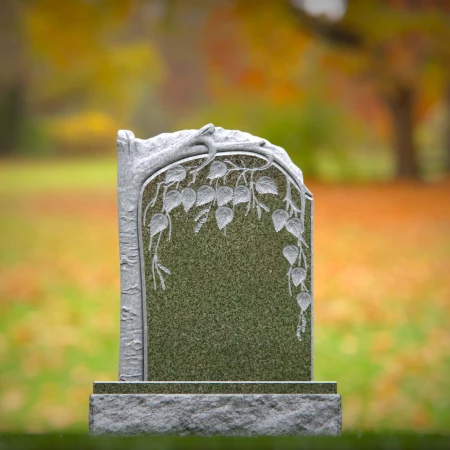 1472 - Nature-Inspired Granite Headstone with Engraved Vine and Leaves - 2