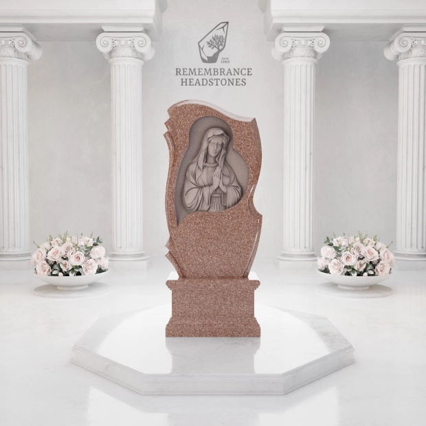Luxury Virgin Mary Carved Granite Memorial