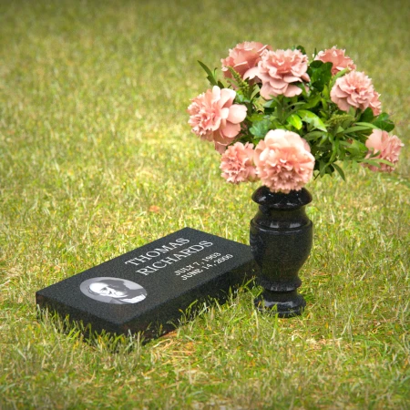 1248 - Flat Granite Headstone with Precision Engraving - Lasting Memorial - 44