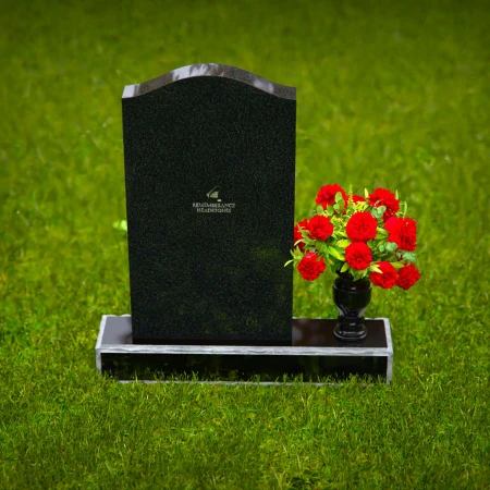 1315 - Classic Granite Headstone with Arched Top and Flower Vase