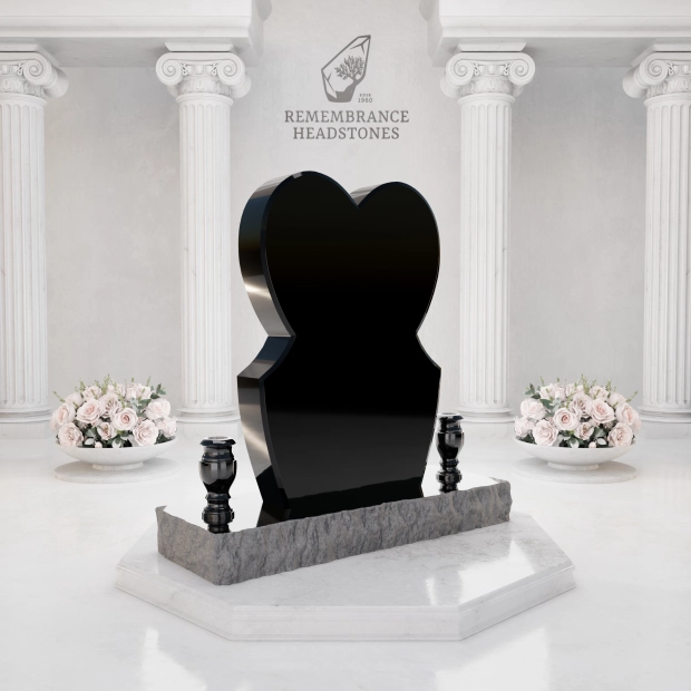 Luxury Eternal Heart Memorial with Angels, Cross & Doves