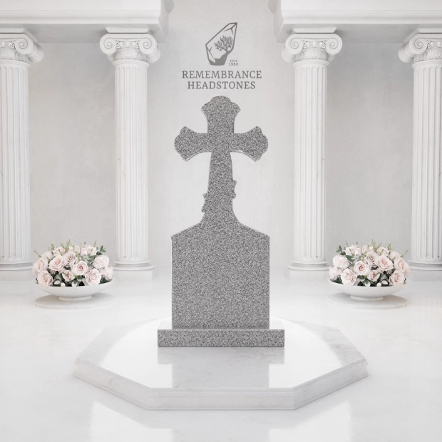 Luxury Hand-Carved Crucifix Granite Headstone