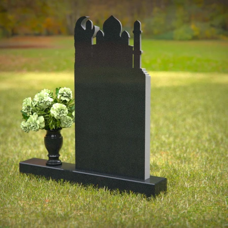 1253 - Granite Headstone with Mosque Design for Muslim Memorials - 52