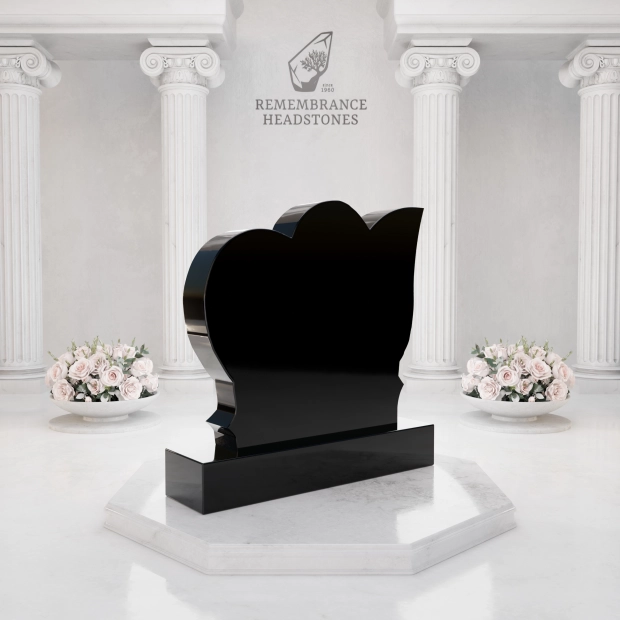Luxury Floral Heart Granite Headstone