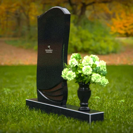 1362 - Elegant Curved Granite Headstone with Layered Detailing - 56