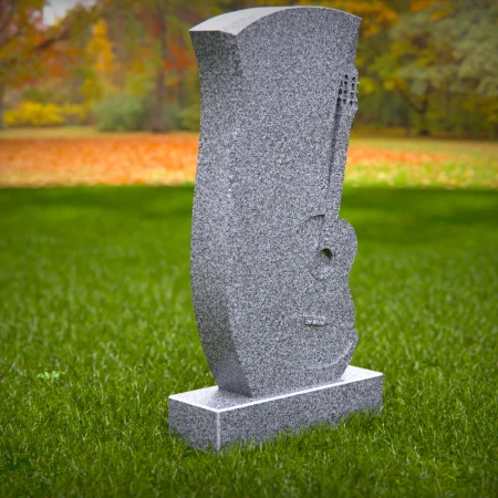 1500 - Granite Memorial Headstone with Guitar Carving - 8