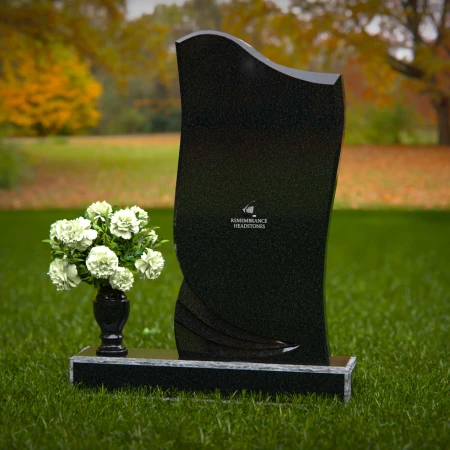 1374 - Elegant Granite Headstone – Wave Motif Design