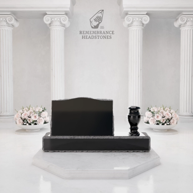  Premium Slant Granite Headstone with Hummingbird & Lily Panel & Vase 