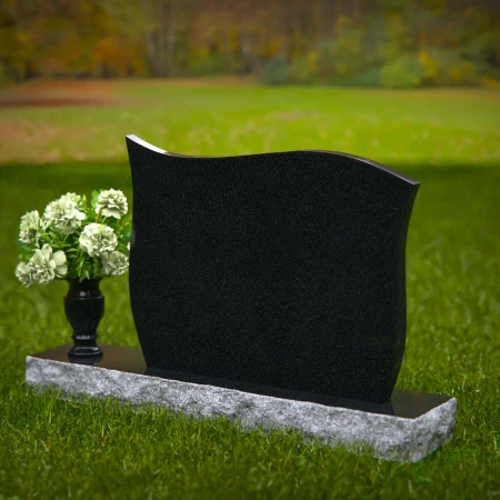 1305 - Contoured Granite Headstone with Polished Finish and Flower Vase - 53