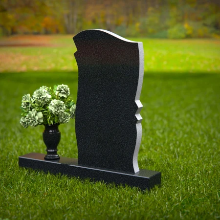 1303 - Elegant Granite Headstone with Curved Design and Flower Vase - 54