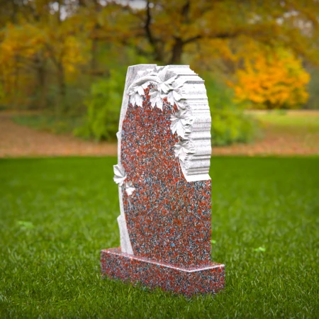 1518 - Granite Headstone with Carved Tree and Leaf Design - 3