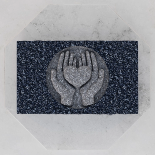 Luxury Companion Caring Hands Heart Flat Granite Grave Marker