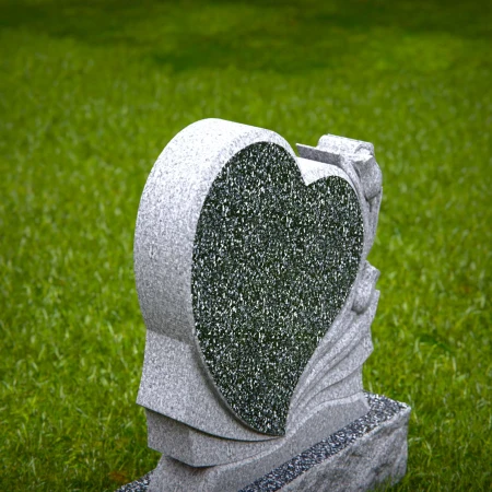 1533 - Heart-Shaped Granite Memorial Headstone - 5