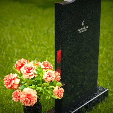 1288 - Curved Granite Headstone with Elegant Flower Vase - 55