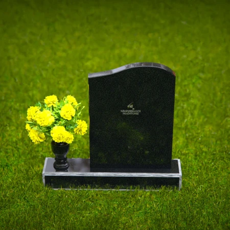 1311 - Elegant Granite Headstone with Gently Curved Top and Flower Vase