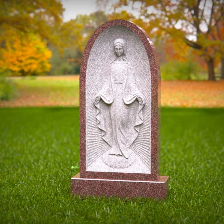 1521 - Granite Headstone with Virgin Mary Engraving