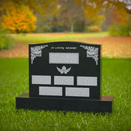 1596 - Personalized Memorial Headstone with Angelic and Floral Engravings