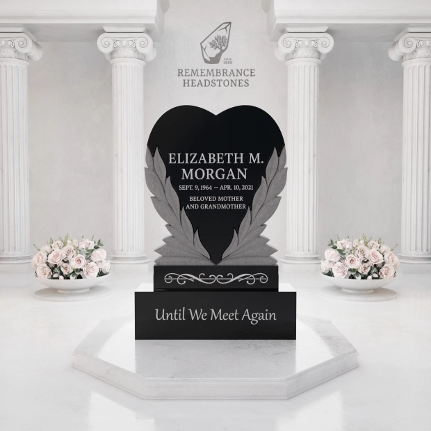 Luxury Upright Heart Headstone with Laurel Wreath