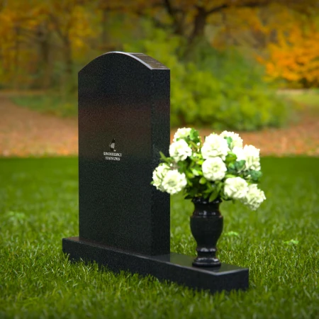 1281 - Elegant Upright Granite Headstone with Flower Vase - 20