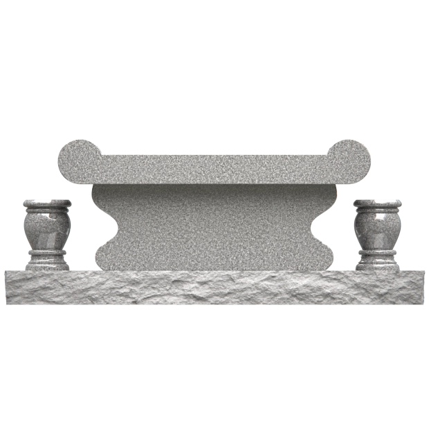  Luxury Jewish Granite Memorial Bench with Rolled Seat & Twin Vases