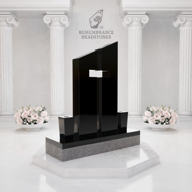 Luxury Companion Upright Headstone with Cross Cutout