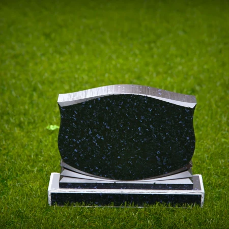 1480 - Elegant Shield-Shaped Granite Headstone with Layered Base - 2