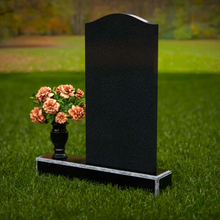 1286 - Upright Granite Headstone with Elegant Curved Top and Vase - 52